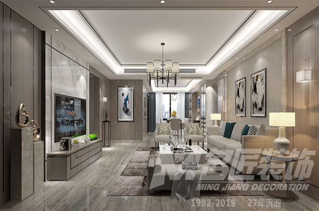 轻奢风格室内装修效果图-博奥城三居205平米-客厅 轻奢风格室内装修效果图-博奥城三居205平米-客厅