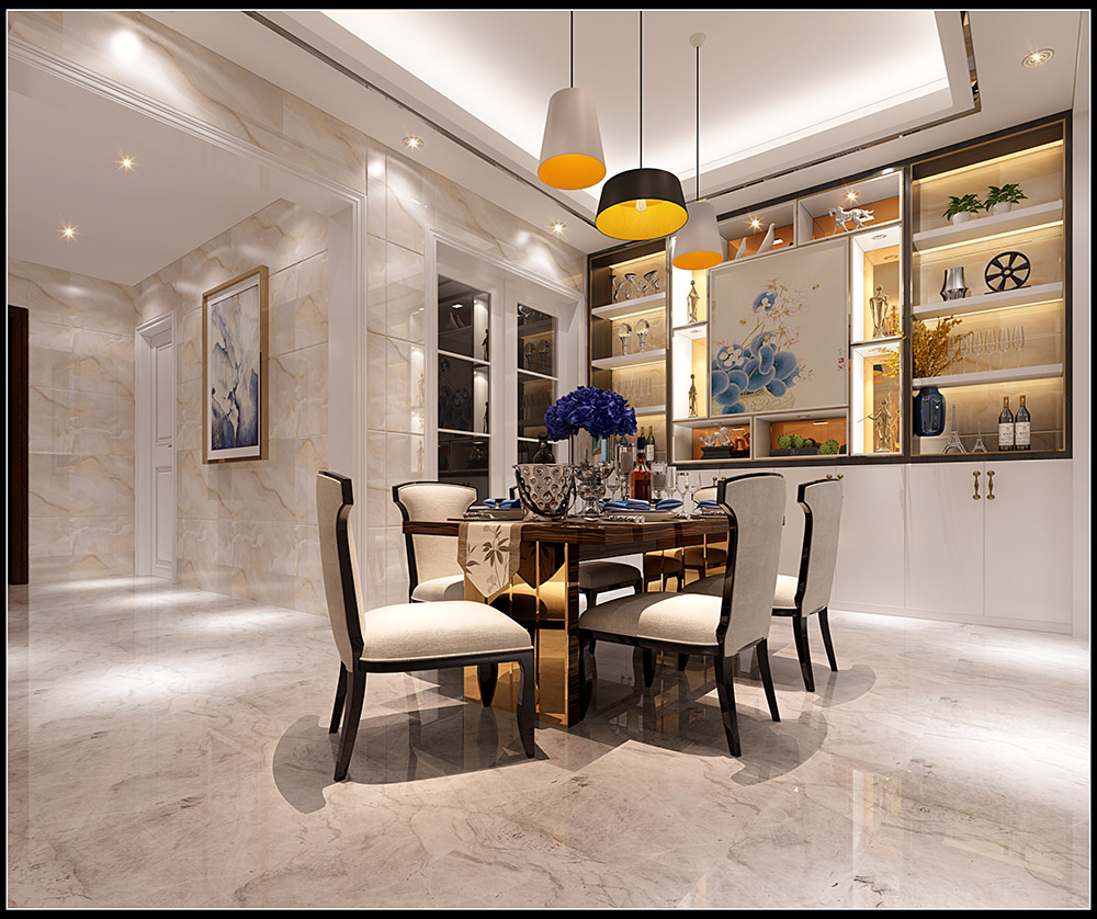 轻奢风格室内装修效果图-福临门四居255平米-餐厅 轻奢风格室内装修效果图-福临门四居255平米-餐厅