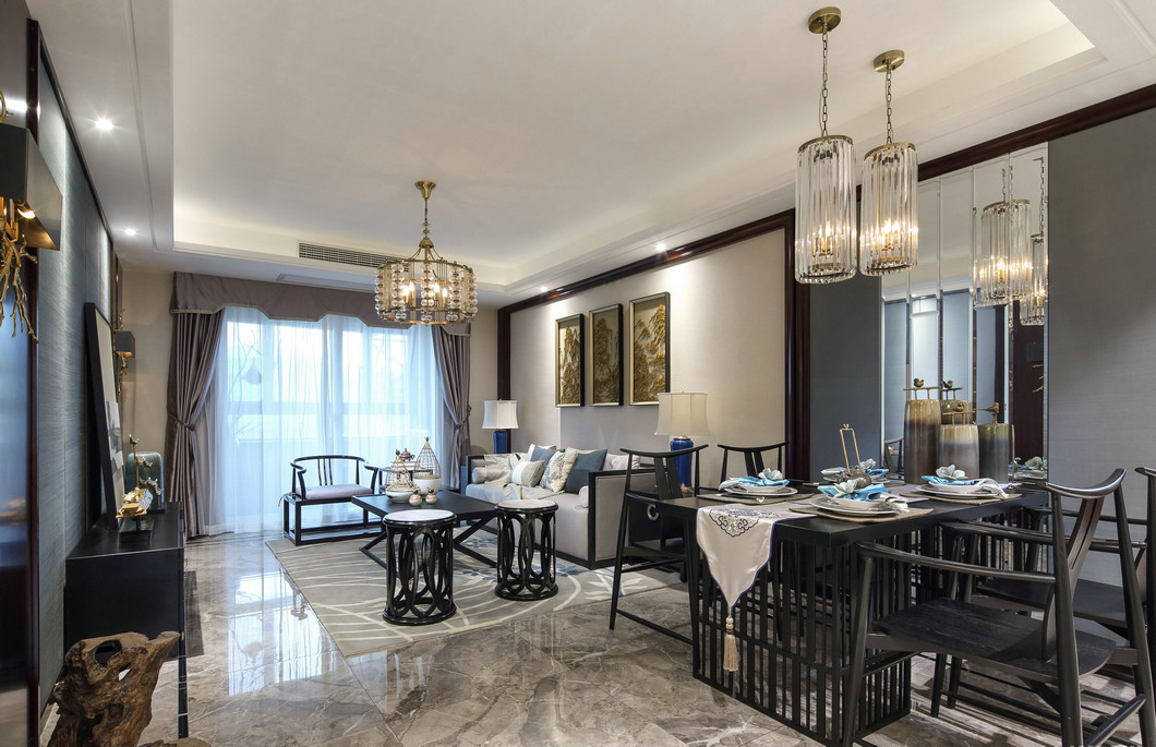 新中式风格室内设计家装案例-客餐厅 新中式风格室内设计家装案例-客餐厅