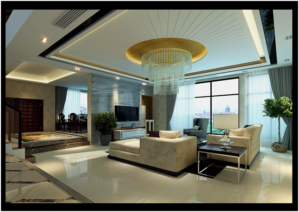 轻奢风格别墅装修效果图-东逸湾别墅290平米-客厅 轻奢风格别墅装修效果图-东逸湾别墅290平米-客厅