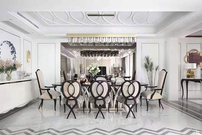 现代简欧风格室内装修效果图-英溪桃源平层125平米-餐厅 现代简欧风格室内装修效果图-英溪桃源平层125平米-餐厅