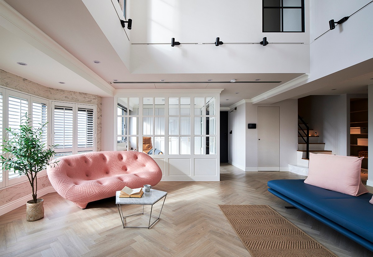 装修案例美式风格复式装修效果图-客厅 装修案例美式风格复式装修效果图-客厅