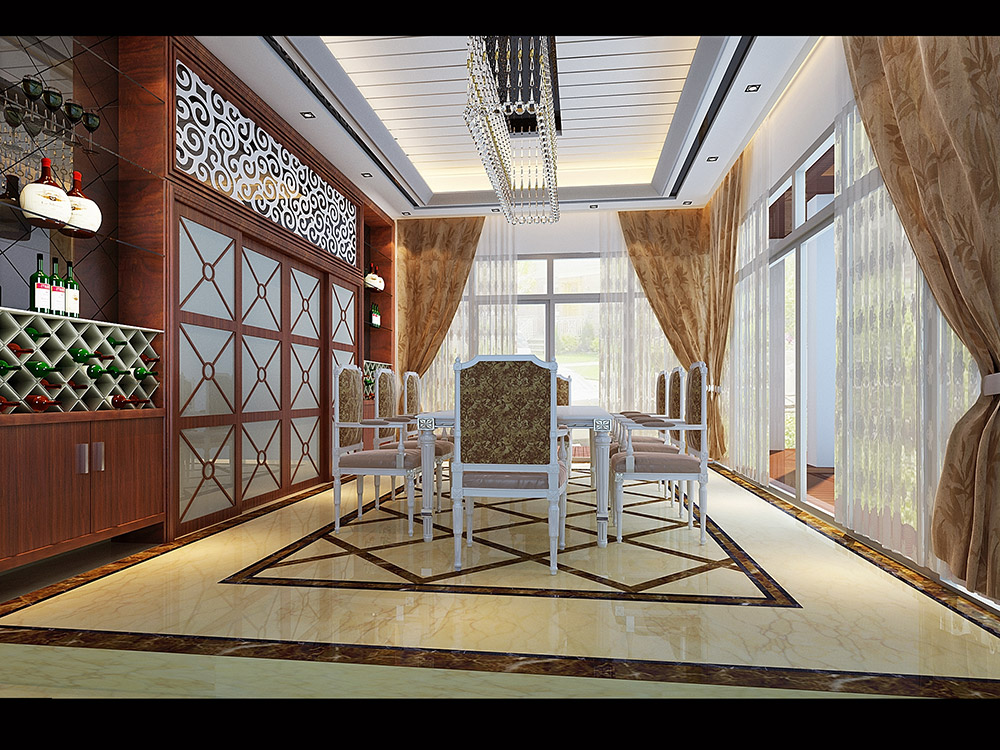 轻奢风格别墅装修效果图-东逸湾别墅290平米-餐厅 轻奢风格别墅装修效果图-东逸湾别墅290平米-餐厅