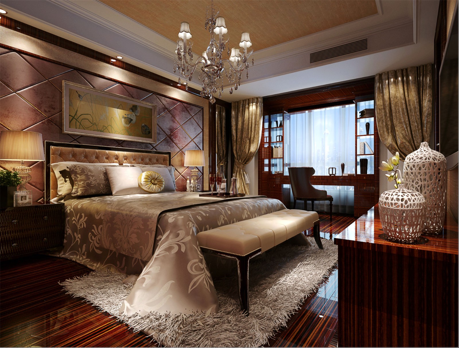 装修案例欧式复古风格室内装修效果图-主卧 装修案例欧式复古风格室内装修效果图-主卧