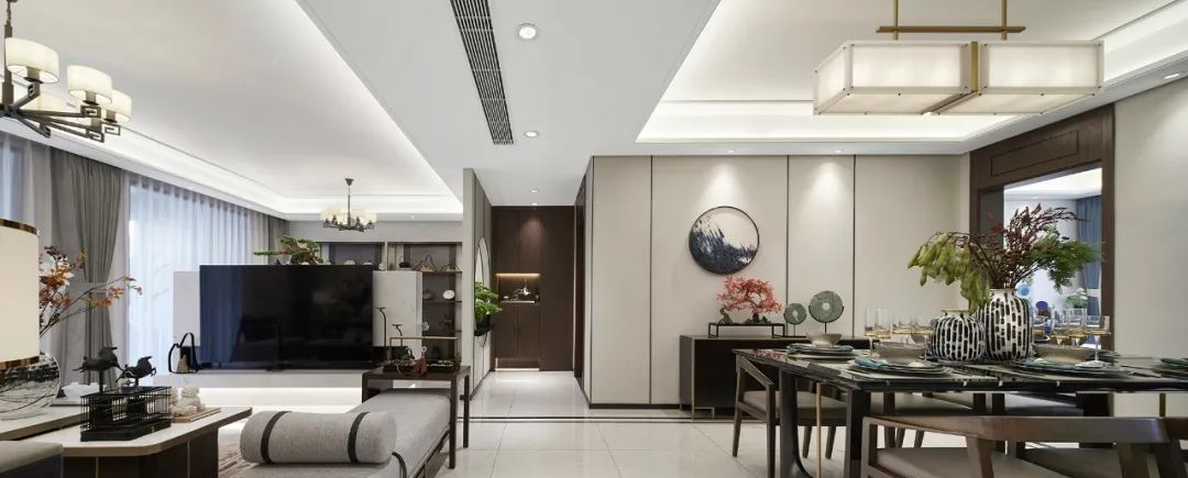 现代新中式风格室内设计家装案例-客餐厅 现代新中式风格室内设计家装案例-客餐厅